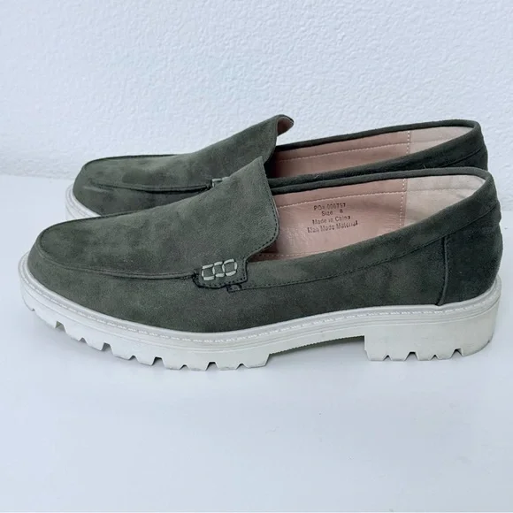 Journee Collection Erika Lug Sole Loafers – Olive Green–Faux Suede Size 8 - Picture 2 of 15